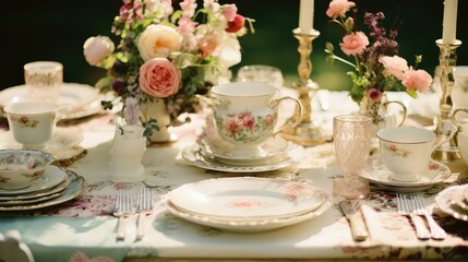 Fototapeta premium lace reception table setting