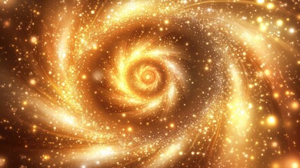 Fototapeta premium golden galaxy spiral sparkling stardust vortex
