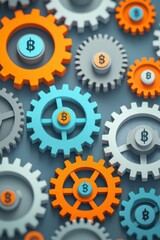 Colorful gears representing financial concepts and industry progress.