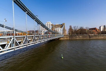 Fototapeta premium Grunwald Bridge over the Oder River. Wroclaw, Poland