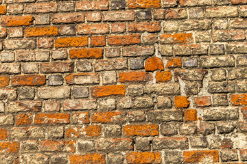 Old red brick wall background. Wroclaw, Poland