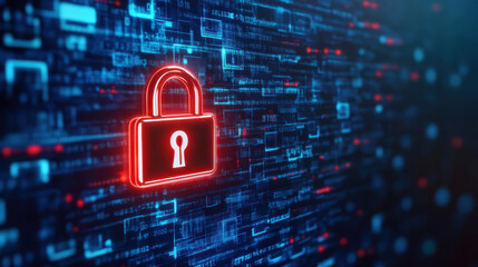 digital padlock symbolizing cybersecurity on vibrant abstract background. image conveys sense of security and protection in digital realm, emphasizing importance of safeguarding information