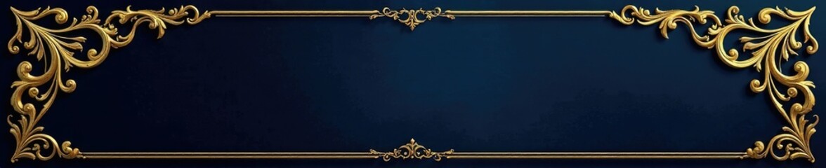 Ornate gold details against a dark navy backdrop, detail, sophisticated, ornate