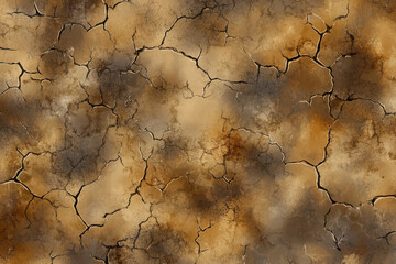 Obraz premium A cracked, parched earth texture with deep fissures, rich earthy browns, and a dry, desert-like aesthetic.