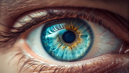 Fototapeta premium close up of a human blue eye 