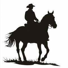 Naklejka premium Silhouette of a cowboy riding a horse. Classic symbol of the American West.