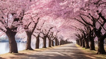 pink line of trees