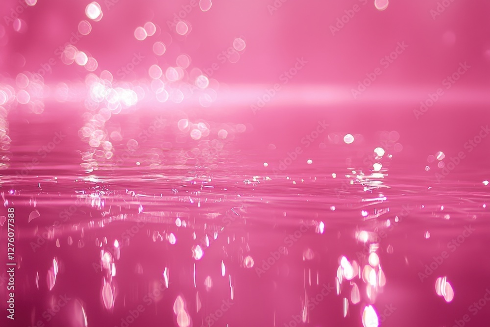 Wall mural sparkling pink water surface with blurred bokeh effect in background