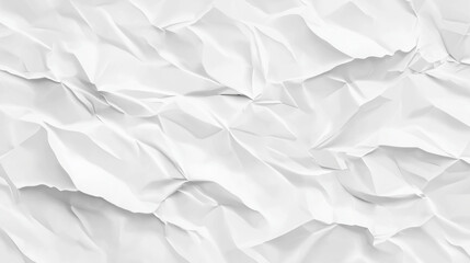 Fototapeta premium Hyper-realistic white crumpled paper texture with high-detail creases and folds, perfect for monochrome designs, artistic backgrounds, and minimalistic creative projects with a raw, textured feel.
