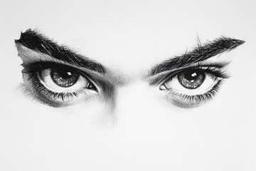 Detailed close-up of expressive human eyes showcasing intricate pencil shading and realistic details