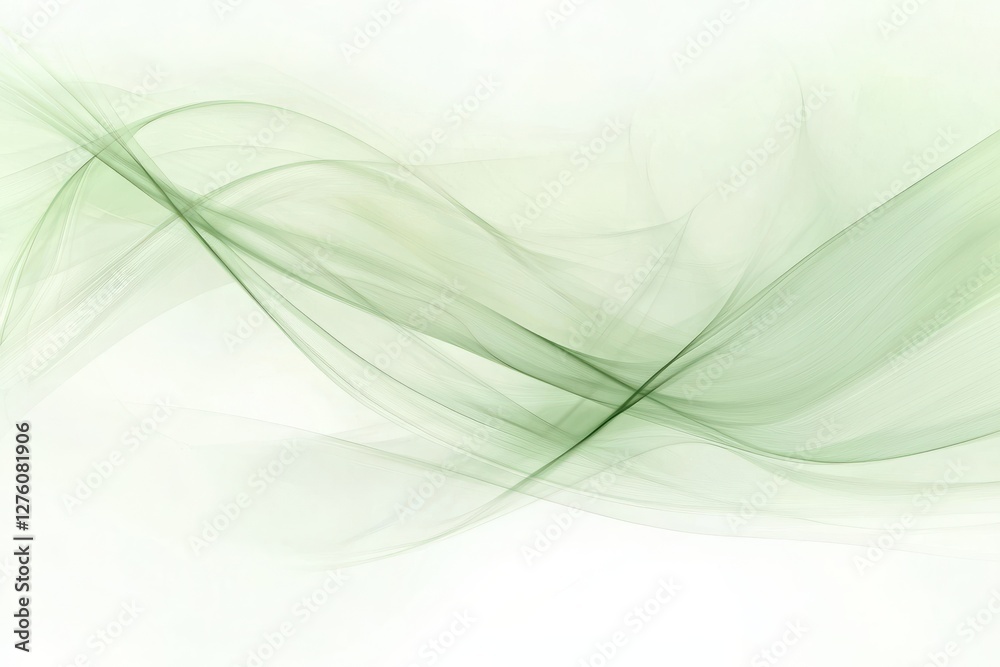 Poster soft green abstract waves on a light background for design use