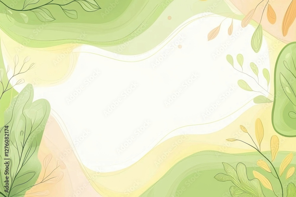 Canvas Prints elegant green and yellow abstract background with leaf elements