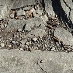 old stone broken ground 