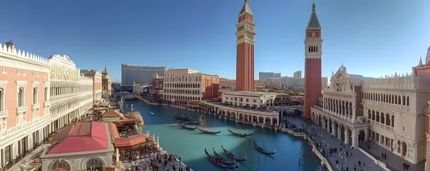 Fototapete The Venetian Hotel in Las Vegas with its stunning canal, gondolas, and detailed Italian architecture © seksun