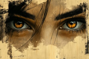 Expressive eyes of a young woman with contrasting colors illustrating inner emotions and depth in a creative artwork