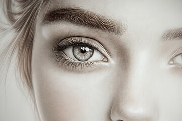 Fototapeta premium Close-up of striking human eye with detailed eyelashes and natural beauty highlighting captivating features