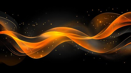 Orange wave abstract dark background