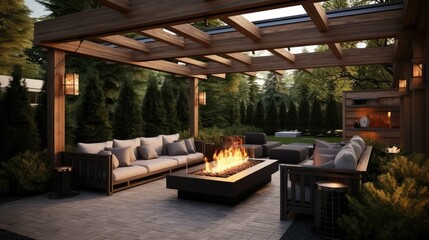 Fototapeta premium fireplace wood pergola