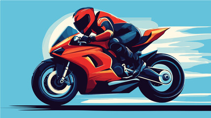 Illustration of a sports motorcycle. Motorcycle racer. Motorcyclist. Riding a motorcycle.
