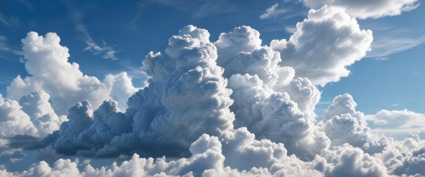 The majestic sweep of cumulus clouds across the azure sky , nature, textured, cumulus