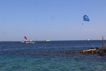 paragliding behind a speedboat on the Red Sea in Hurghada, Egypt