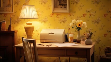 vintage yellow workspace