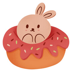 Kawaii Rabbit in a Donut &ndash; Fun and Cute Animal Dessert Art
