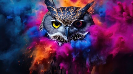 purple owl on black