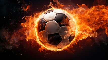 Naklejka premium dramatic soccer ball fire