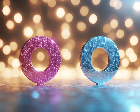 Pink & Blue Circles on Bokeh Background