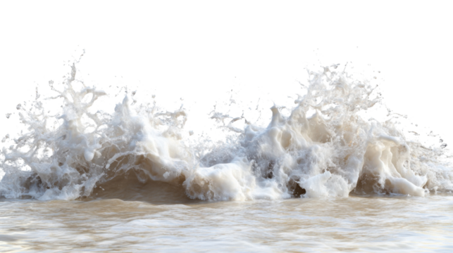 A swift stream of water flowing in a continuous burst, isolated against a white background.