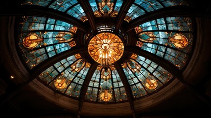 Fototapeta premium historic stained glass light