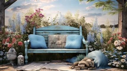Obraz premium garden rustic blue wood