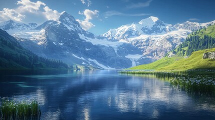 Fototapeta premium Enticing Majestic Swiss Alps with Glacial Lakes
