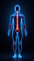 Medical illustration of human anatomy with focus on the nervous system, including a detailed view of the vagus nerve stimulation.
