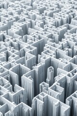 Fototapeta premium Intricate maze of modern architectural structures in white tone.