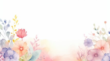 Fototapeta premium pastel water color flowers border