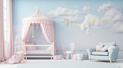 fairy nursery wall mockup