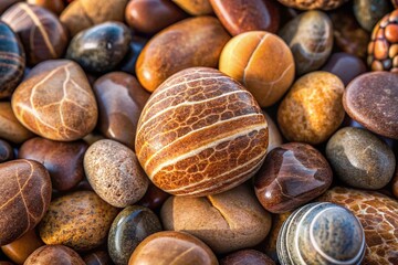 Close-Up Brown Pebble Texture: Natural Stone Background Image
