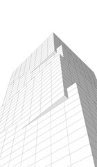 Fototapeta premium Modern Architectural Wireframe: Abstract Geometric Skyscrapers and Urban Perspective