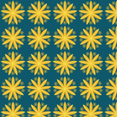 seamless pattern golden with yellow flowers