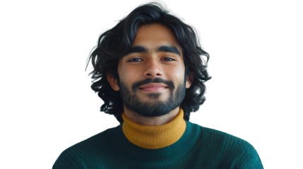 Smiling Young South Asian Man in a Stylish Sweater, Isolated on Transparent Background