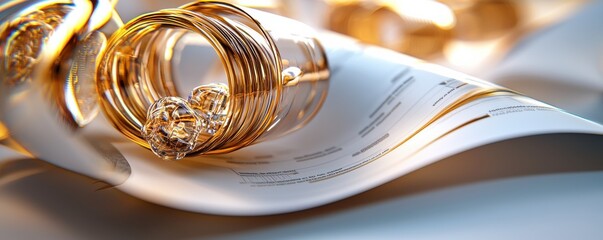 Stylish golden rings resting on a soft, elegant surface.