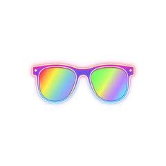 Fototapeta premium Glasses holographic 3D icon. neon symbol vector illustration isolated on white background. Generative AI