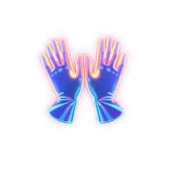 Fototapeta premium Gloves holographic 3D icon. neon symbol vector illustration isolated on white background. Generative AI
