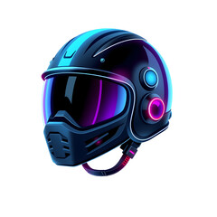 Helmet holographic 3D icon. neon symbol vector illustration isolated on white background. Generative AI