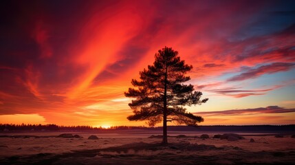 vibrant pine tree horizon