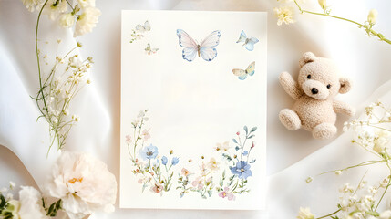 Whimsical Floral and Butterfly Illustration