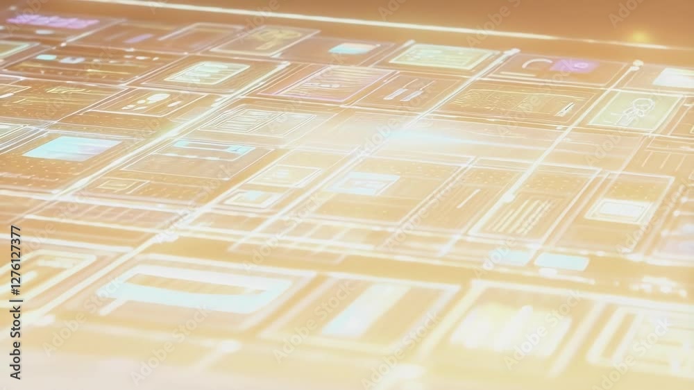 Fototapete Businessman interacts with futuristic holographic interface, navigating complex data visualizations with intuitive hand gestures, seamlessly controlling information flow in augmented reality
