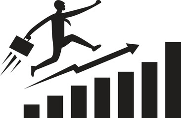 A Businessman jumping across to success
